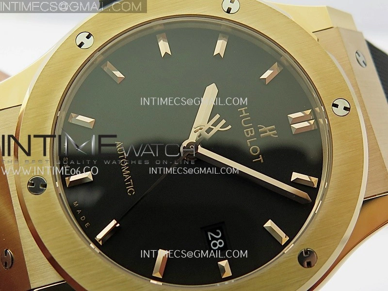 Classic Fusion 42mm RG JJZF 1:1 Best Edition Black Dial On Black Rubber Strap