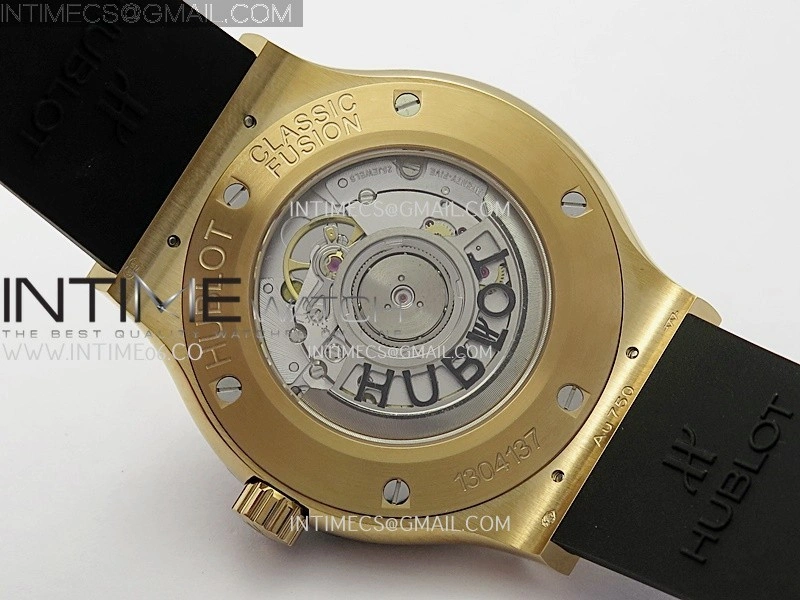 Classic Fusion 42mm RG JJZF 1:1 Best Edition Black Dial On Black Rubber Strap
