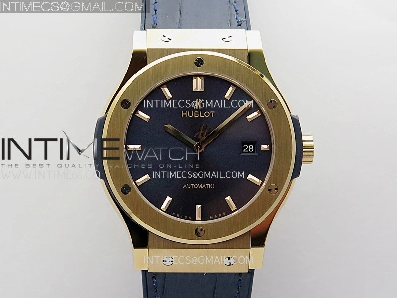 Classic Fusion 42mm RG JJZF 1:1 Best Edition Blue Dial On Blue Gummy Strap