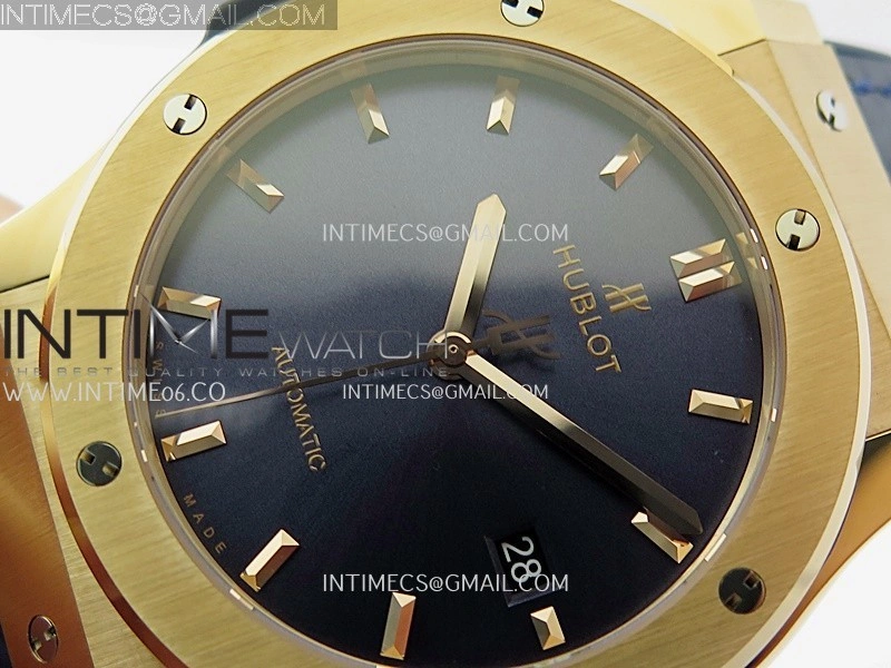 Classic Fusion 42mm RG JJZF 1:1 Best Edition Blue Dial On Blue Gummy Strap