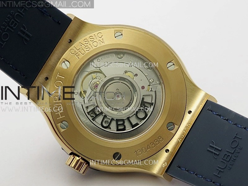 Classic Fusion 42mm RG JJZF 1:1 Best Edition Blue Dial On Blue Gummy Strap
