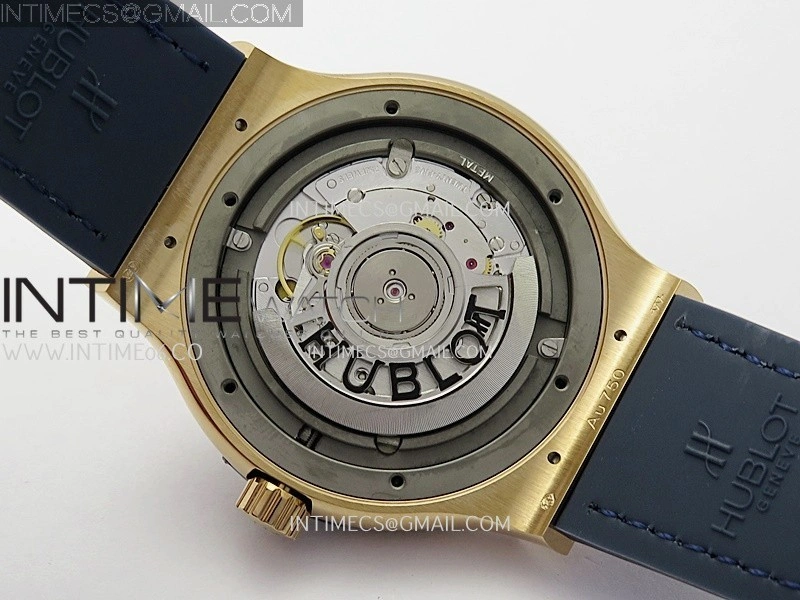 Classic Fusion 42mm RG JJZF 1:1 Best Edition Blue Dial On Blue Gummy Strap