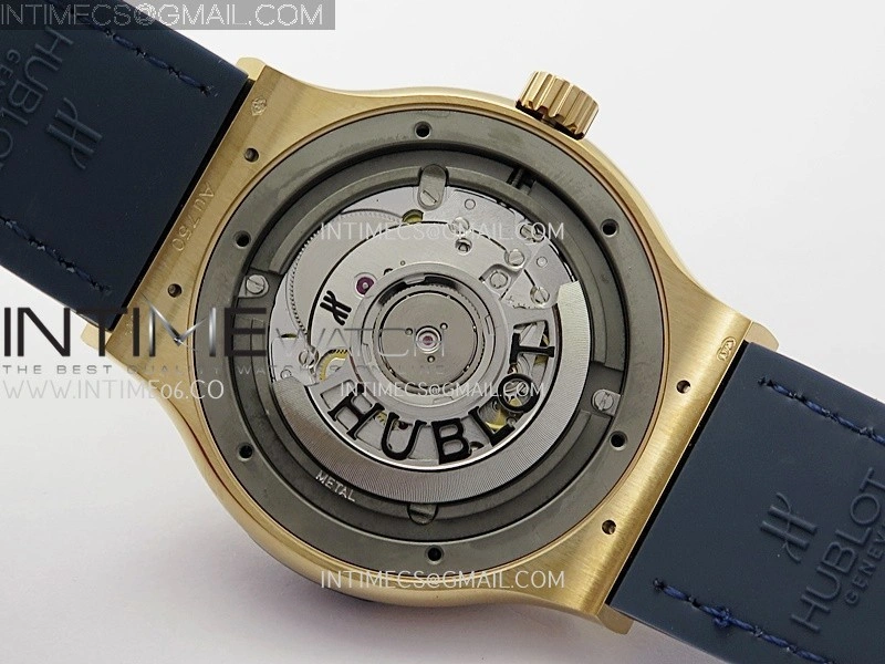 Classic Fusion 42mm RG JJZF 1:1 Best Edition Blue Dial On Blue Gummy Strap