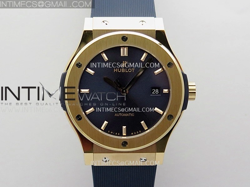 Classic Fusion 42mm RG JJZF 1:1 Best Edition Blue Dial On Blue Rubber Strap