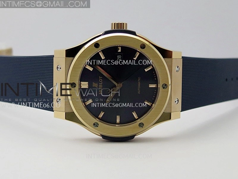 Classic Fusion 42mm RG JJZF 1:1 Best Edition Blue Dial On Blue Rubber Strap