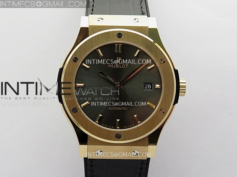 Classic Fusion 42mm RG JJZF 1:1 Best Edition Gray Dial On Black Gummy Strap