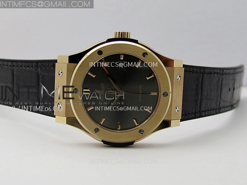 Classic Fusion 42mm RG JJZF 1:1 Best Edition Gray Dial On Black Gummy Strap