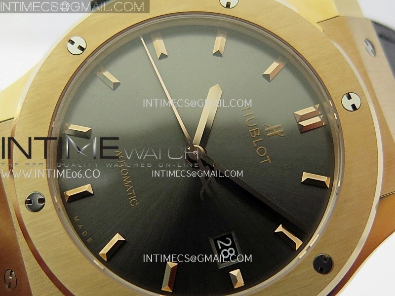 Classic Fusion 42mm RG JJZF 1:1 Best Edition Gray Dial On Black Gummy Strap