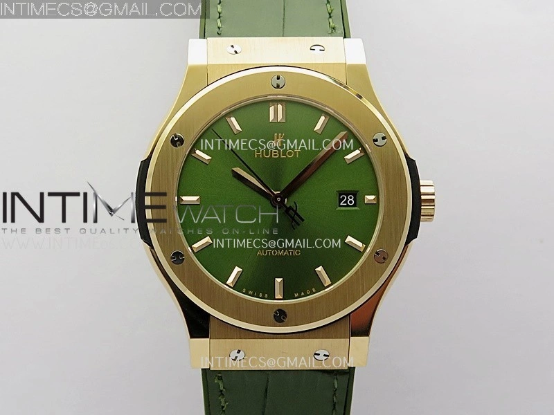 Classic Fusion 42mm RG JJZF 1:1 Best Edition Green Dial On Green Gummy Strap