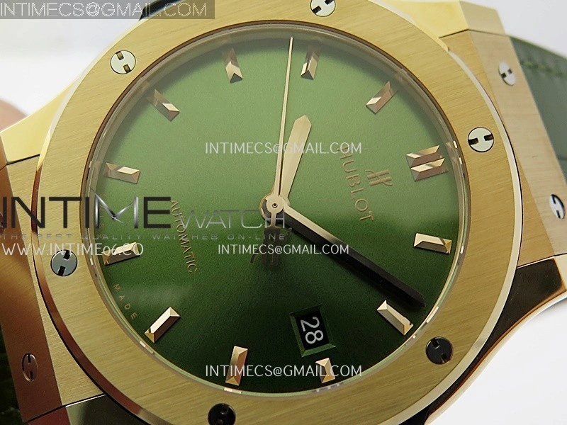 Classic Fusion 42mm RG JJZF 1:1 Best Edition Green Dial On Green Gummy Strap