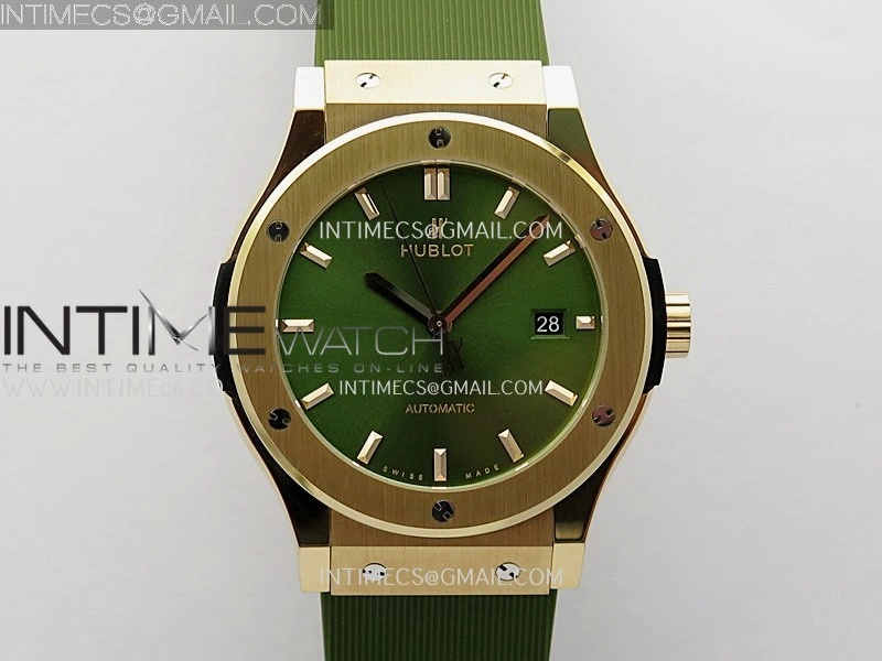 Classic Fusion 42mm RG JJZF 1:1 Best Edition Green Dial On Green Rubber Strap