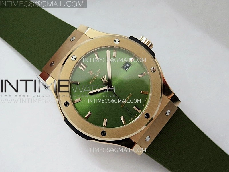 Classic Fusion 42mm RG JJZF 1:1 Best Edition Green Dial On Green Rubber Strap