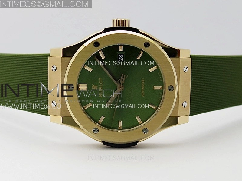 Classic Fusion 42mm RG JJZF 1:1 Best Edition Green Dial On Green Rubber Strap