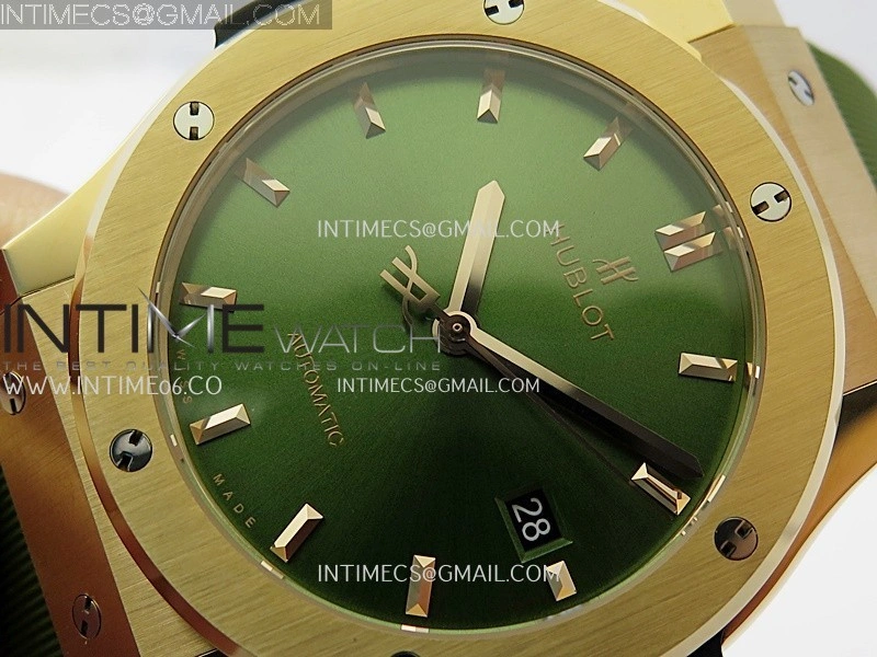 Classic Fusion 42mm RG JJZF 1:1 Best Edition Green Dial On Green Rubber Strap