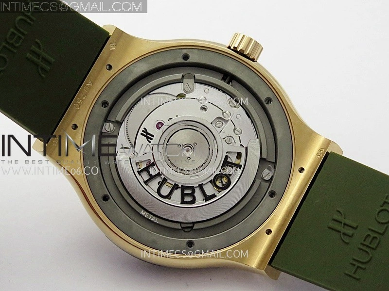 Classic Fusion 42mm RG JJZF 1:1 Best Edition Green Dial On Green Rubber Strap