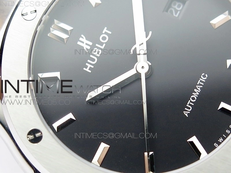 Classic Fusion 42mm SS B50F Black Dial On Black Gummy Strap A2892