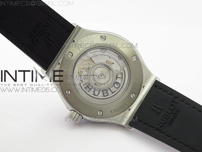 Classic Fusion 42mm SS B50F Black Dial On Black Gummy Strap A2892