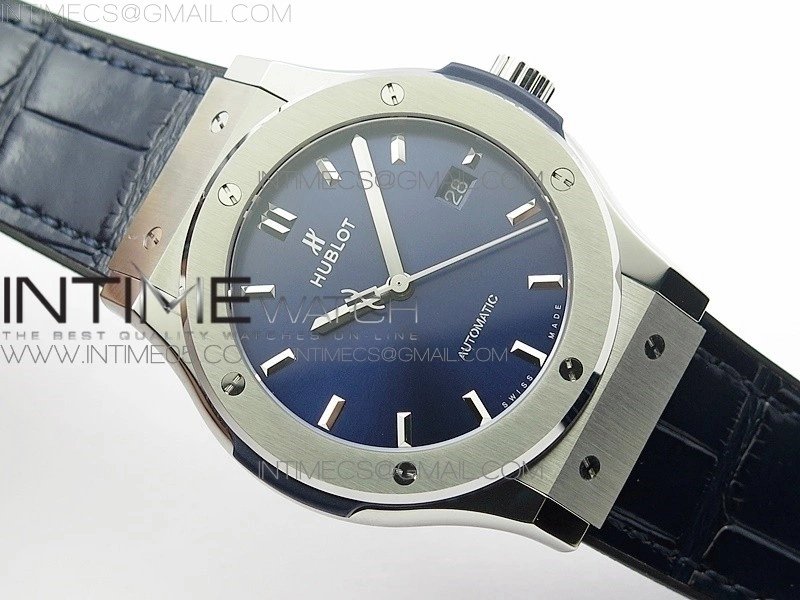 Classic Fusion 42mm SS B50F Blue Dial On Blue Gummy Strap A2892