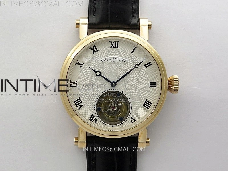 Classic Tourbillon RG AXF White Textured Dial On Black Leather Strap EQ5210