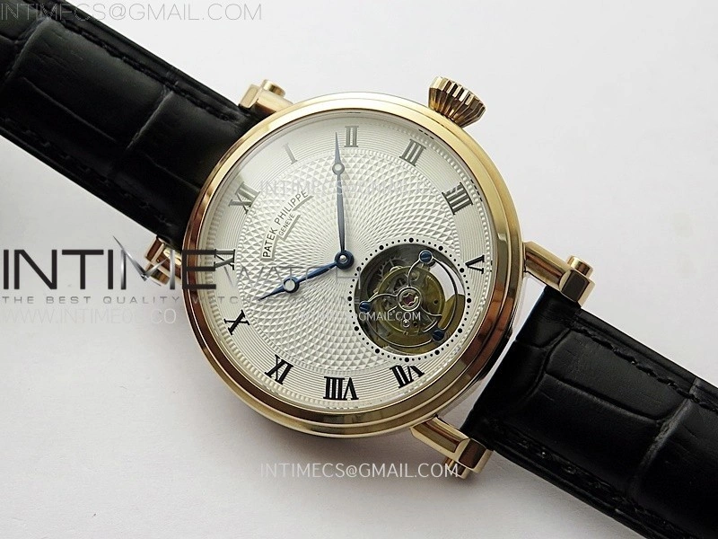 Classic Tourbillon RG AXF White Textured Dial On Black Leather Strap EQ5210