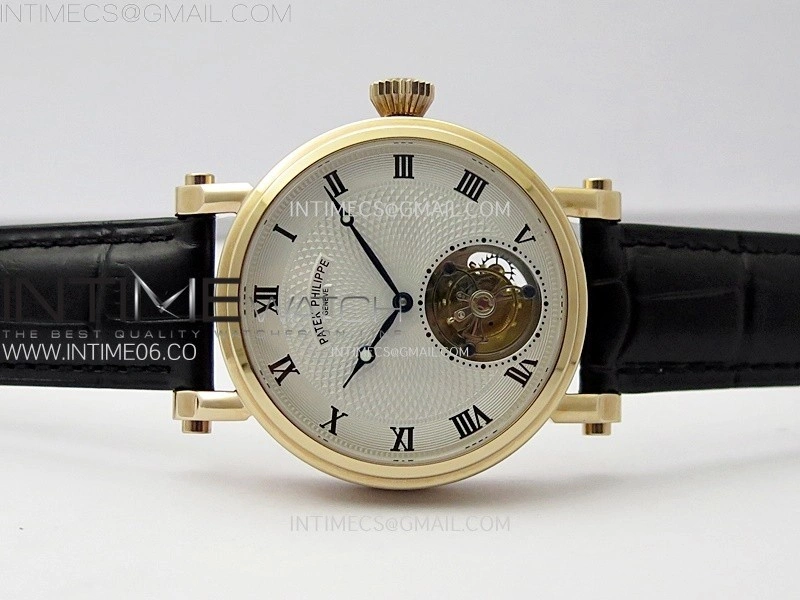 Classic Tourbillon RG AXF White Textured Dial On Black Leather Strap EQ5210