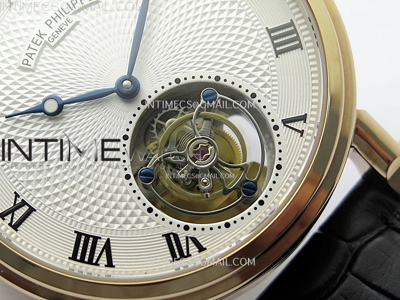 Classic Tourbillon RG AXF White Textured Dial On Black Leather Strap EQ5210