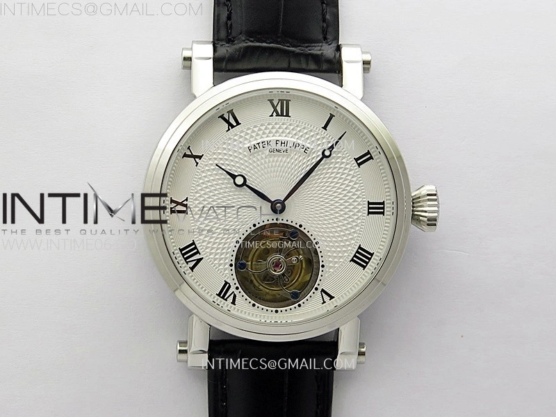 Classic Tourbillon SS AXF White Textured Dial On Black Leather Strap EQ5210