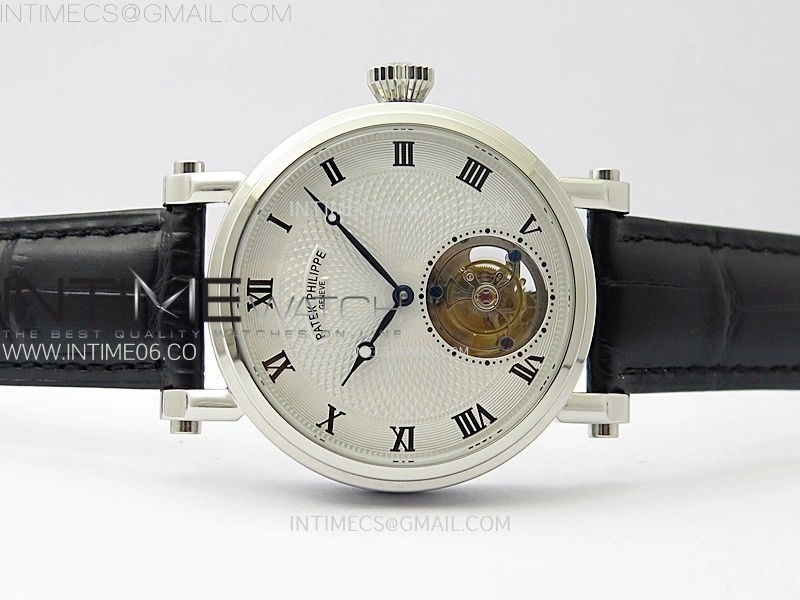 Classic Tourbillon SS AXF White Textured Dial On Black Leather Strap EQ5210