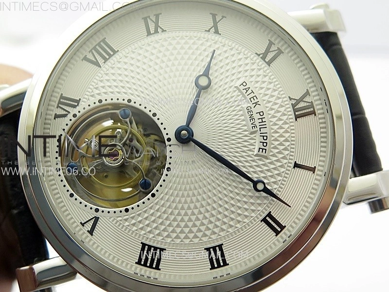 Classic Tourbillon SS AXF White Textured Dial On Black Leather Strap EQ5210
