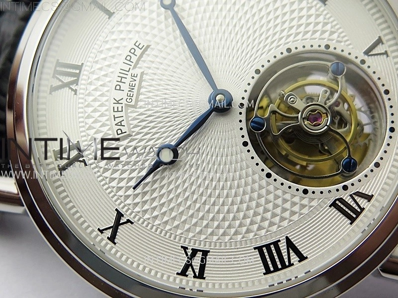 Classic Tourbillon SS AXF White Textured Dial On Black Leather Strap EQ5210