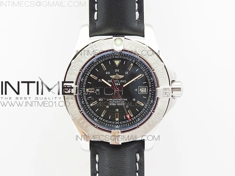 Colt Automatic 44mm SS Black Textured Dial on Black Leather Strap A2824