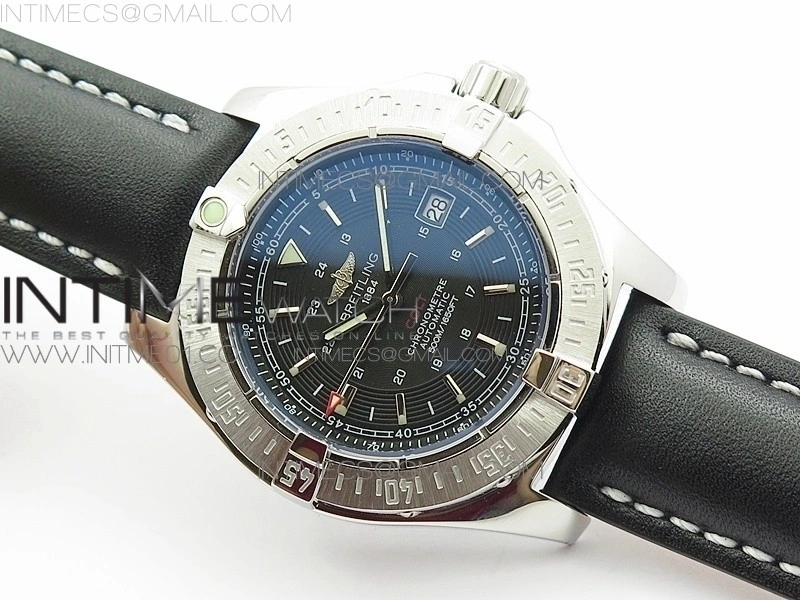 Colt Automatic 44mm SS Black Textured Dial on Black Leather Strap A2824