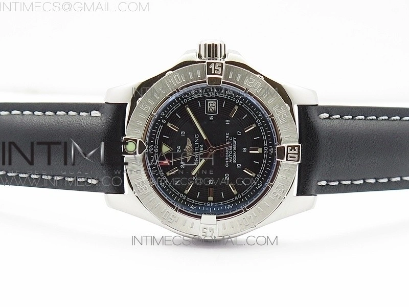 Colt Automatic 44mm SS Black Textured Dial on Black Leather Strap A2824