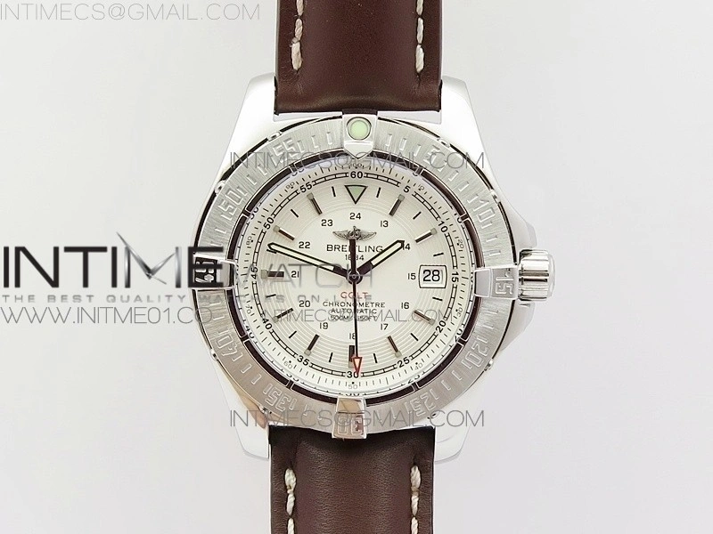 Colt Automatic 44mm SS White Textured Dial on Brown Leather Strap A2824