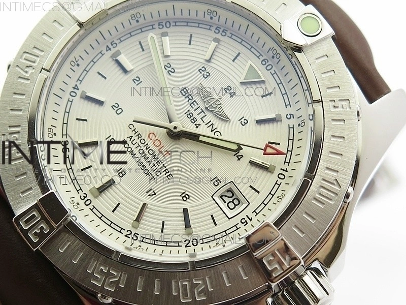 Colt Automatic 44mm SS White Textured Dial on Brown Leather Strap A2824
