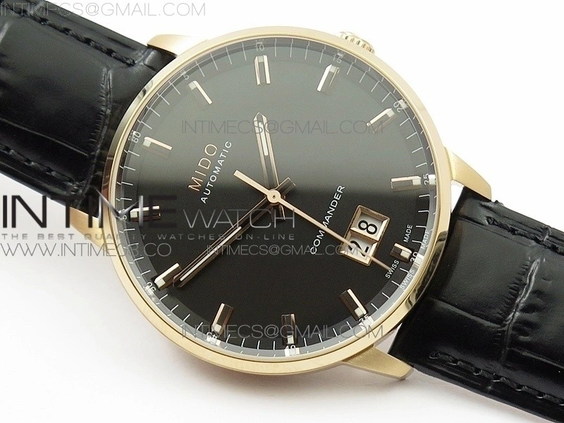 Commander RG HGF 1:1 Best Edition Black Dial On Black Leather strap A2824