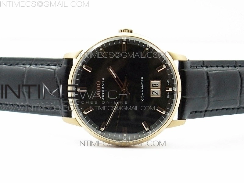 Commander RG HGF 1:1 Best Edition Black Dial On Black Leather strap A2824