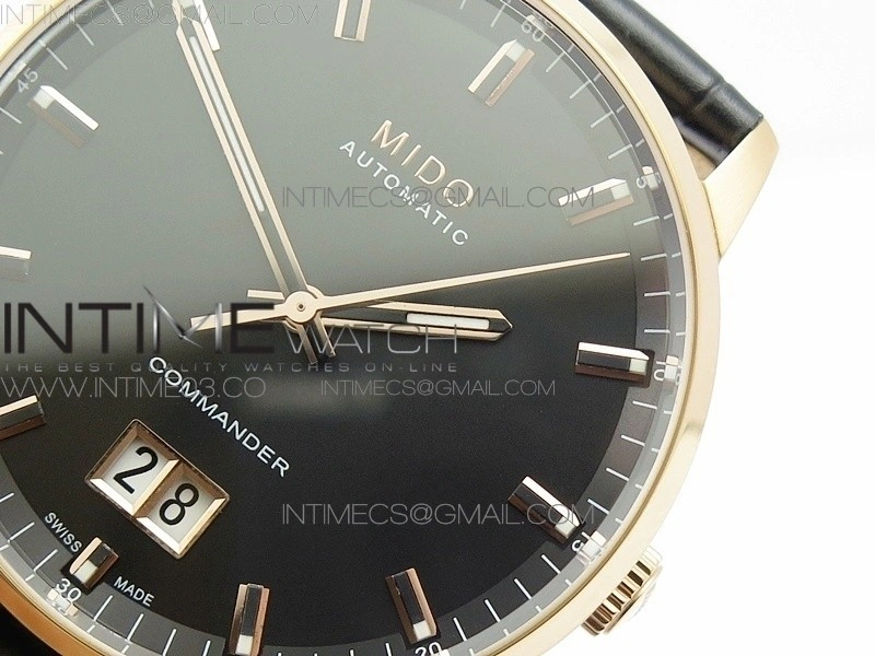 Commander RG HGF 1:1 Best Edition Black Dial On Black Leather strap A2824