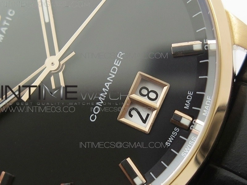 Commander RG HGF 1:1 Best Edition Black Dial On Black Leather strap A2824