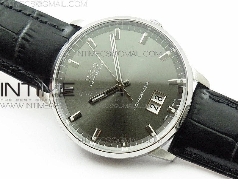 Commander SS HGF 1:1 Best Edition Gray Dial On Black Leather Strap A2824