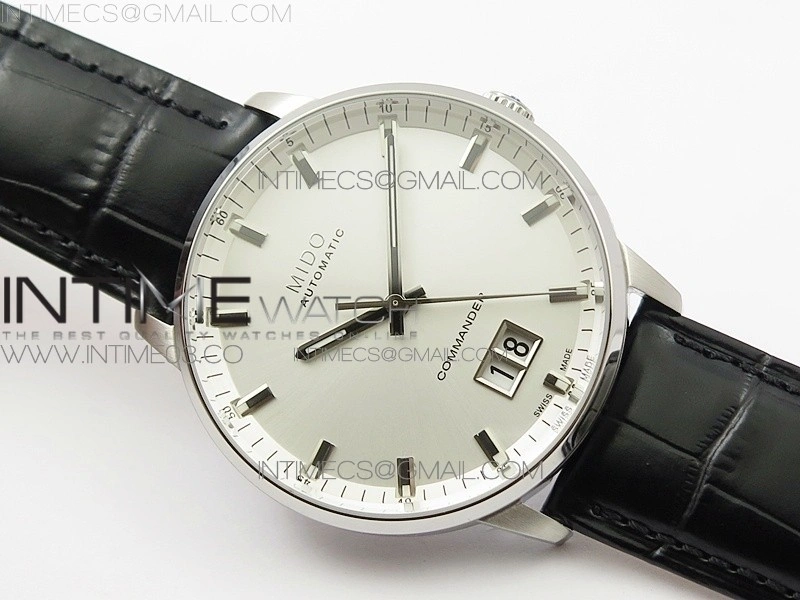 Commander SS HGF 1:1 Best Edition White Dial On Black Leather Strap A2824