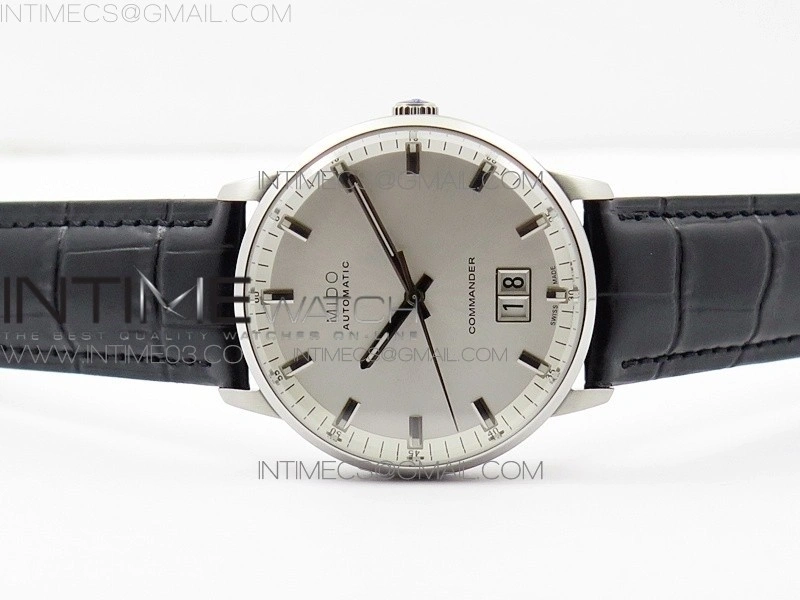 Commander SS HGF 1:1 Best Edition White Dial On Black Leather Strap A2824