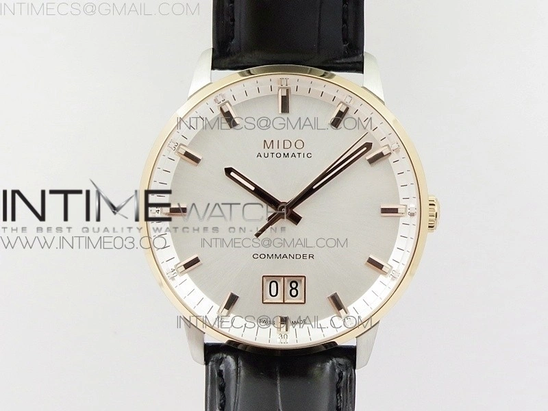Commander SS RG HGF 1:1 Best Edition White Dial On Black Leather strap A2824