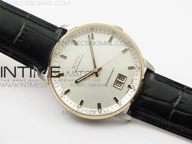 Commander SS RG HGF 1:1 Best Edition White Dial On Black Leather strap A2824