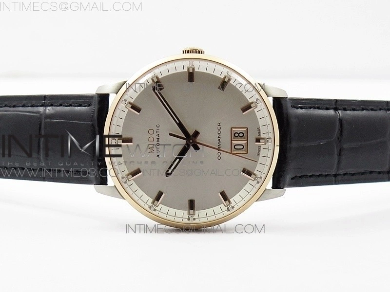 Commander SS RG HGF 1:1 Best Edition White Dial On Black Leather strap A2824