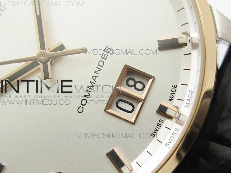 Commander SS RG HGF 1:1 Best Edition White Dial On Black Leather strap A2824