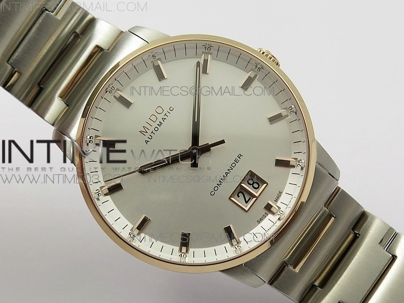 Commander SS RG HGF 1:1 Best Edition White Dial On SS Bracelet A2824