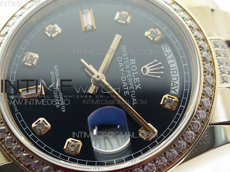 Day-Date 36 128235 RG Crystal BP Best Edition Black Crystal Marker Dial on RG President Bracelet A2836