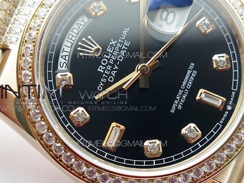 Day-Date 36 128235 RG Crystal BP Best Edition Black Crystal Marker Dial on RG President Bracelet A2836