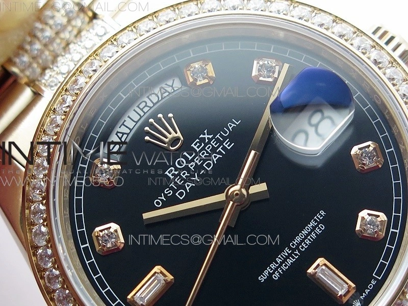 Day-Date 36 128235 RG Crystal BP Best Edition Black Crystal Marker Dial on RG President Bracelet A2836